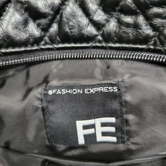 Fashion Express Quilted Reversible Faux Black Leather & Green Plaid Strap Tote - Picture 2 of 6